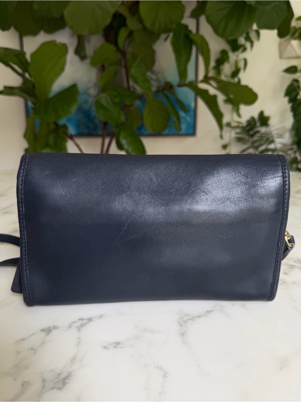 Coach Vintage Sterling Envelope Clutch Crossbody Bag 9945 Navy Blue Leather 90s - Picture 4 of 16